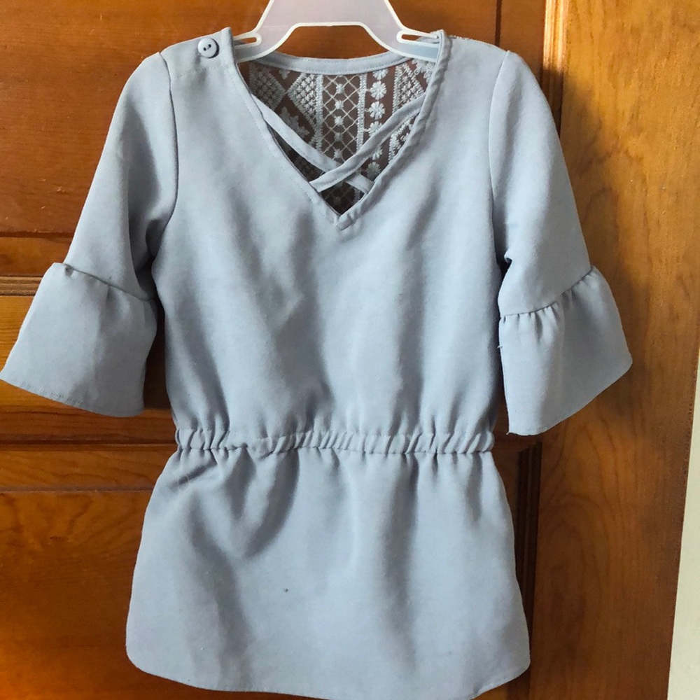 Little Girls Gray Criss Cross Blouse